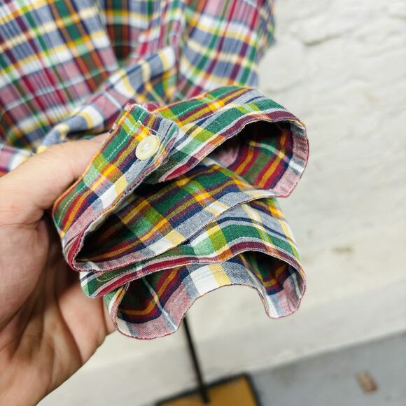 Polo Ralph Lauren Shirt Madras Plaid Lightweight Preppy Classic Vintage 80s 90s - Picture 7 of 8